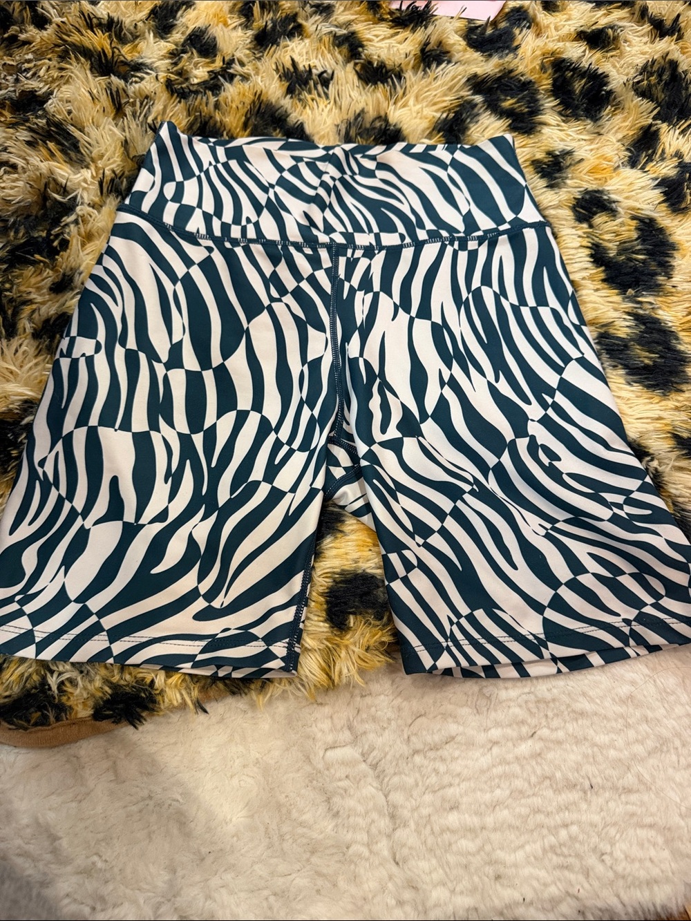 High-Rise  Zebra Print Bike Shorts